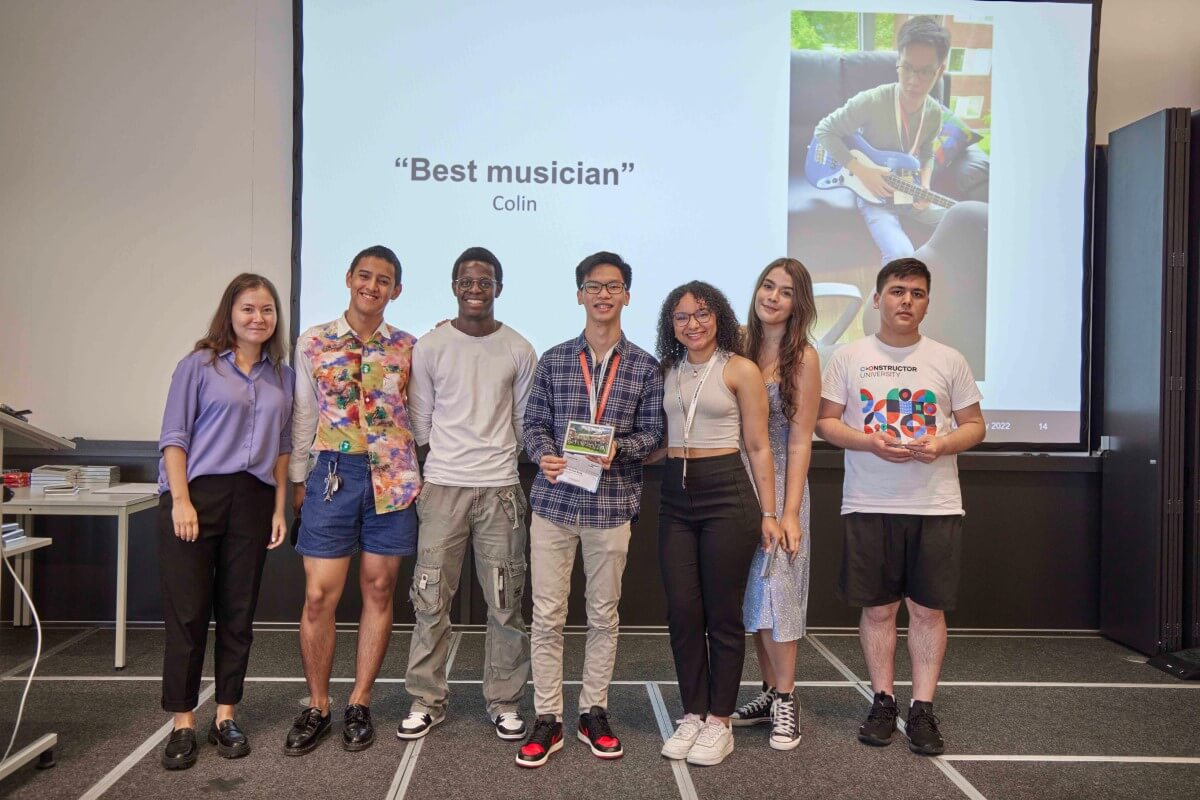 Students in front of a presentation