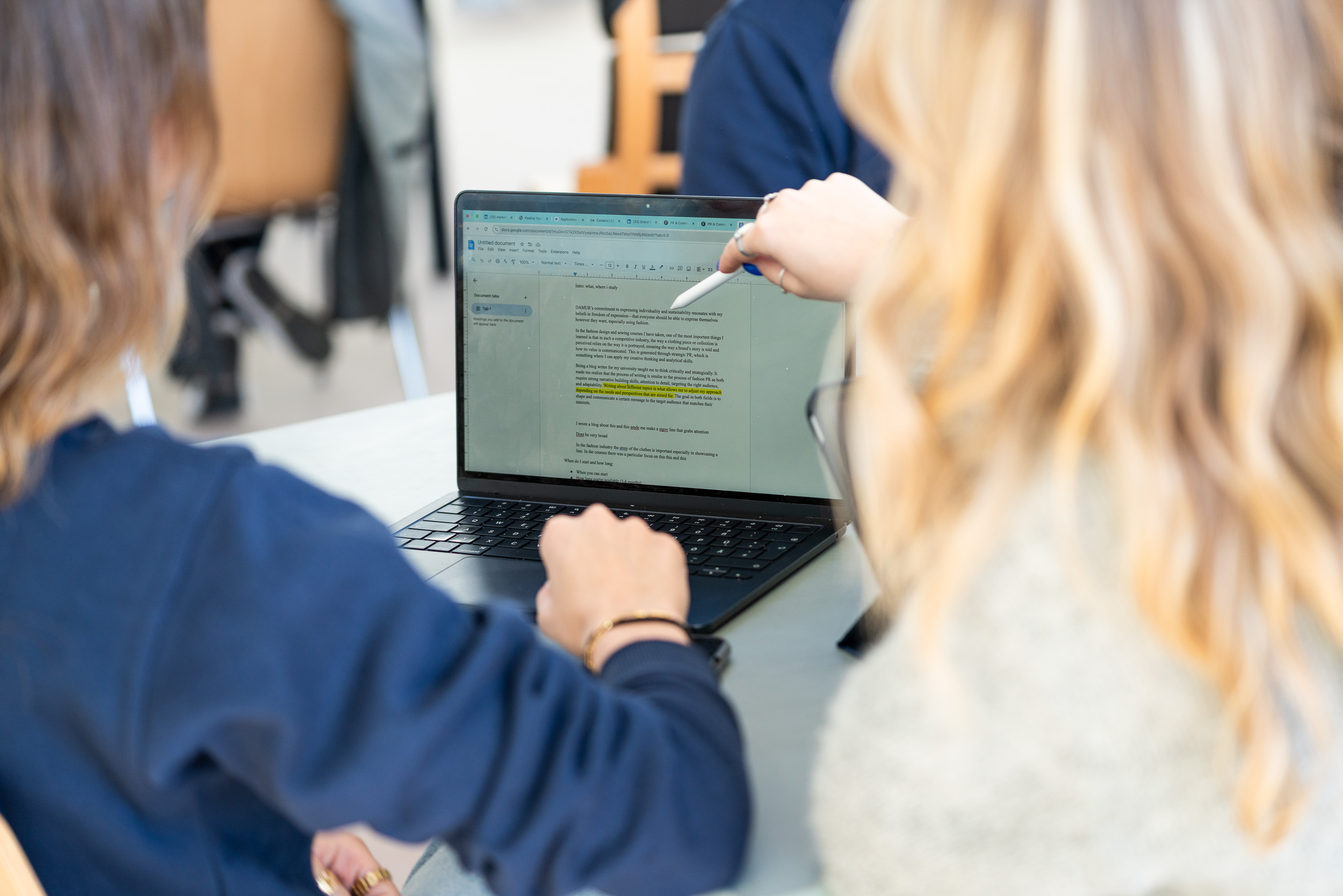 Students working at a Motivation Statement