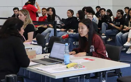 Students Getting Information Square