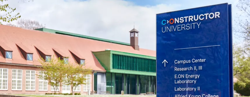 constructor university blue sign
