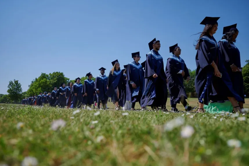 Students on their way to graduation