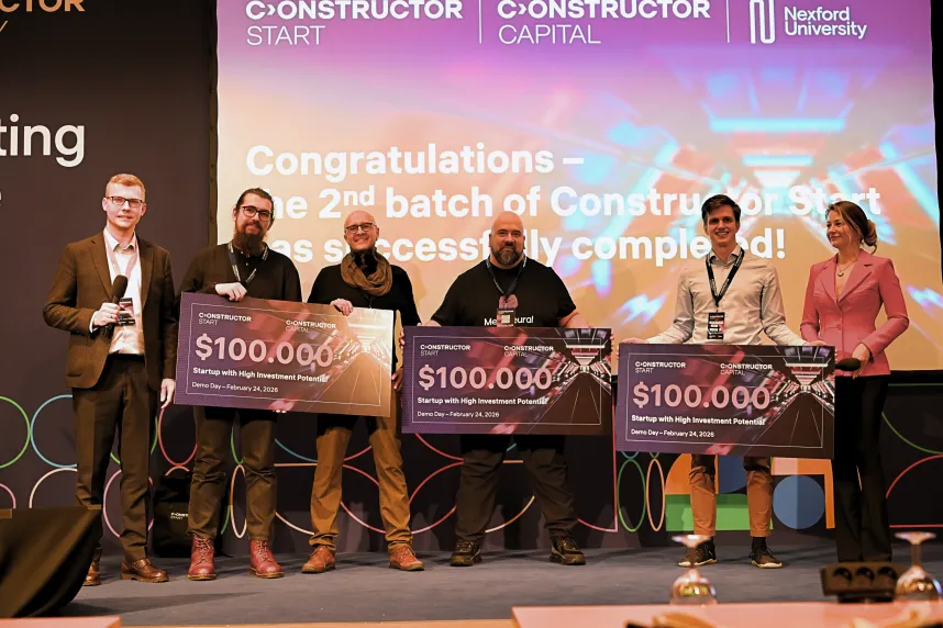 Die drei Gewinner-Teams des Demo Day an der Constructor University, Metaneural, CellKinetica und Qendra.