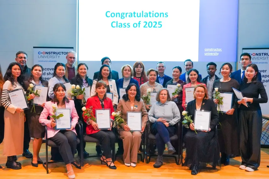 The newest graduates of the Bolashak International Scholarship program were honored at a ceremony held February 16 at Constructor University.